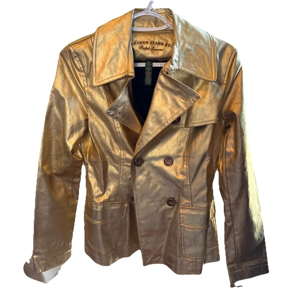 Vintage Y2K Lauren Ralph Lauren Metallic Gold Jacket Double Breasted‎
